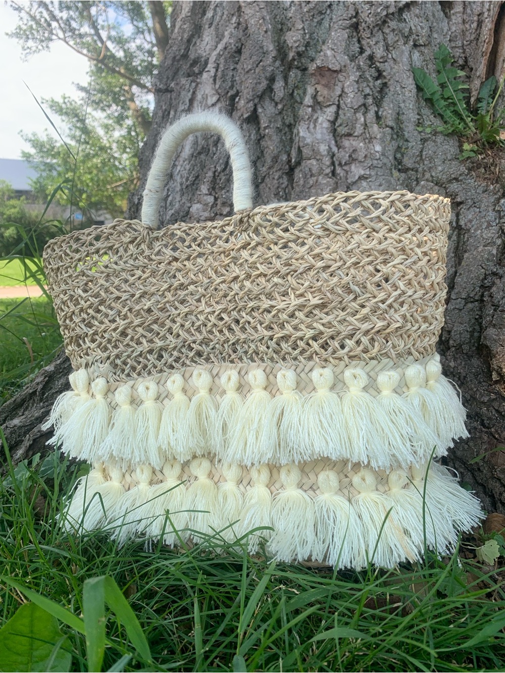 New beach basket bag - handmade basket tote bag - picnic basket - women basket - Picture 5 of 13